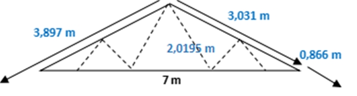 Ilustrasi Overstek Kuda Kuda Bentang 7 m